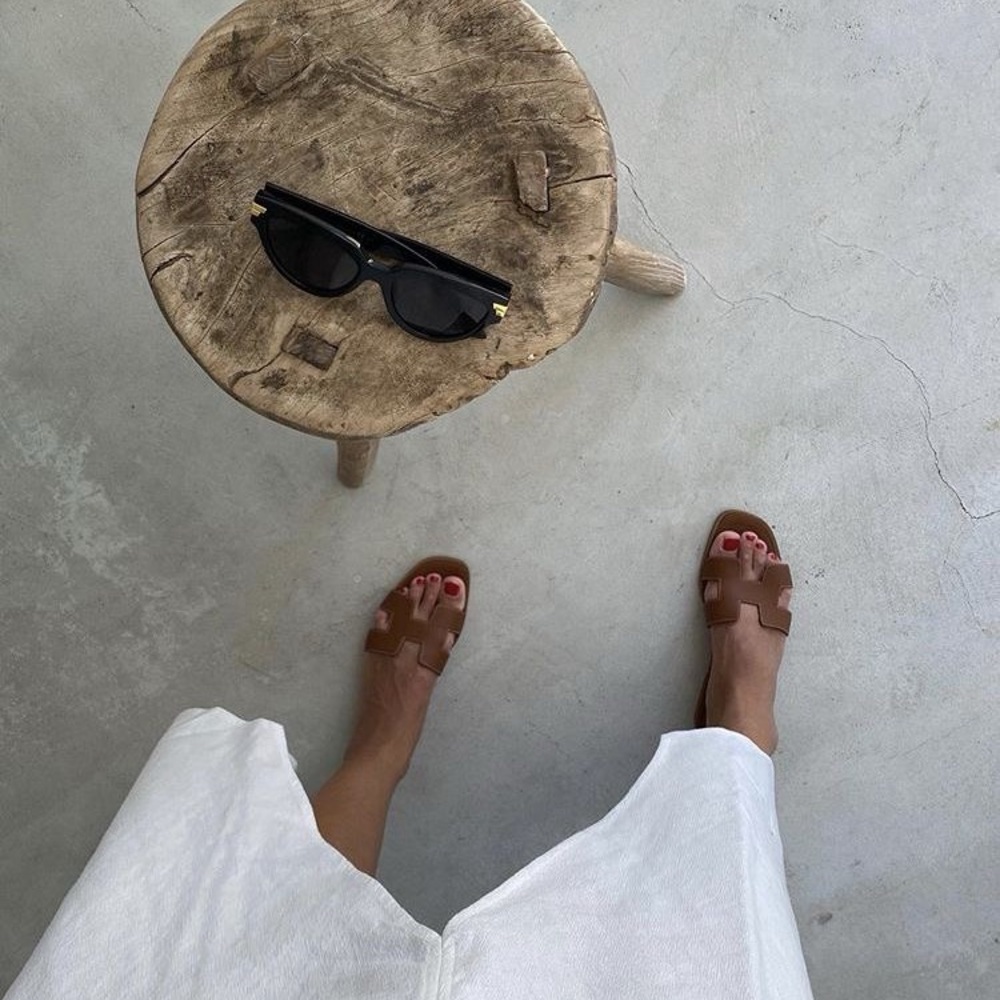 Kaitlyn Pan Leather Brown Women's Sandals